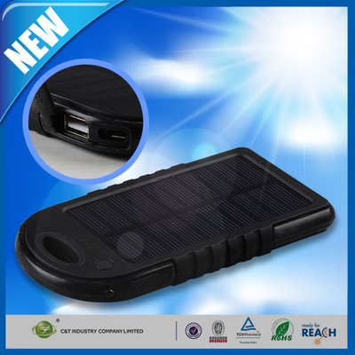 Banque de secours de puissance de double port USB, batterie externe de support du panneau solaire 5000mAh