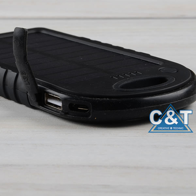 Banque de secours de puissance de double port USB, batterie externe de support du panneau solaire 5000mAh