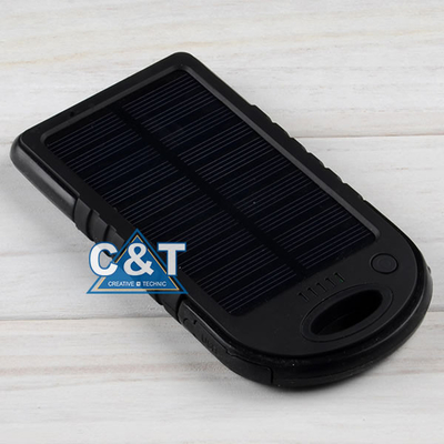Banque de secours de puissance de double port USB, batterie externe de support du panneau solaire 5000mAh
