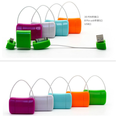 Assemblée micro promotionnelle de smartphone de câble de transfert des données de 8pin USB avec le style mignon de sac