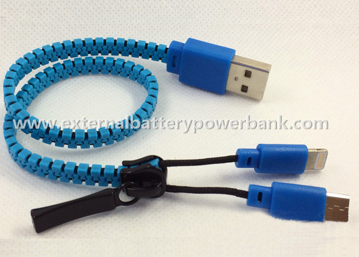 Zipper le câble de transfert des données d'USB/2 dans 1 USB chargeant le câble pour le téléphone portable