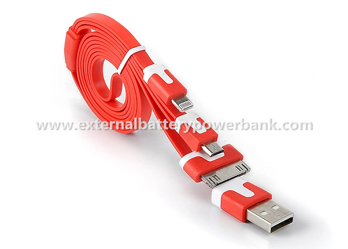 3 en 1 câble plat de transfert des données d'USB de nouille pour l'iPhone 4G/4S 5G/5S/Samsung